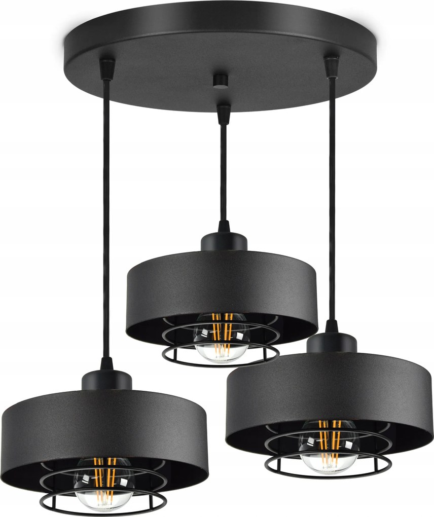 Mennyezeti Függőlámpa Csillár fekete Loft Edison