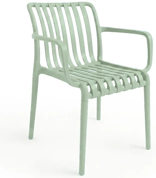 Műanyag szék TREGO karfákkal, zöld