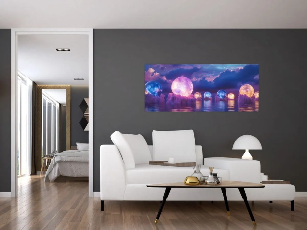 Kép - Bolygók a vízen (120x50 cm)