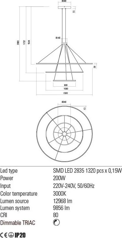 REDO 01-2246-TRIAC ORBIT Modern Led Függesztett Lámpa LED IP20