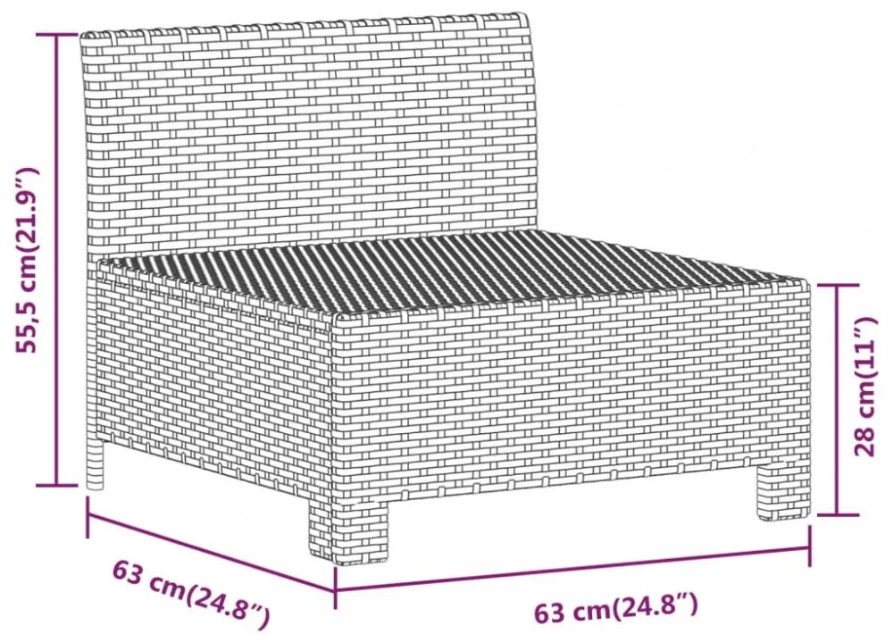 szürke polyrattan kerti középső kanapé párnával