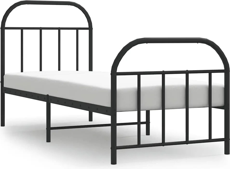 vidaXL fekete fém ágykeret fej- és lábtámlával 75 x 190 cm