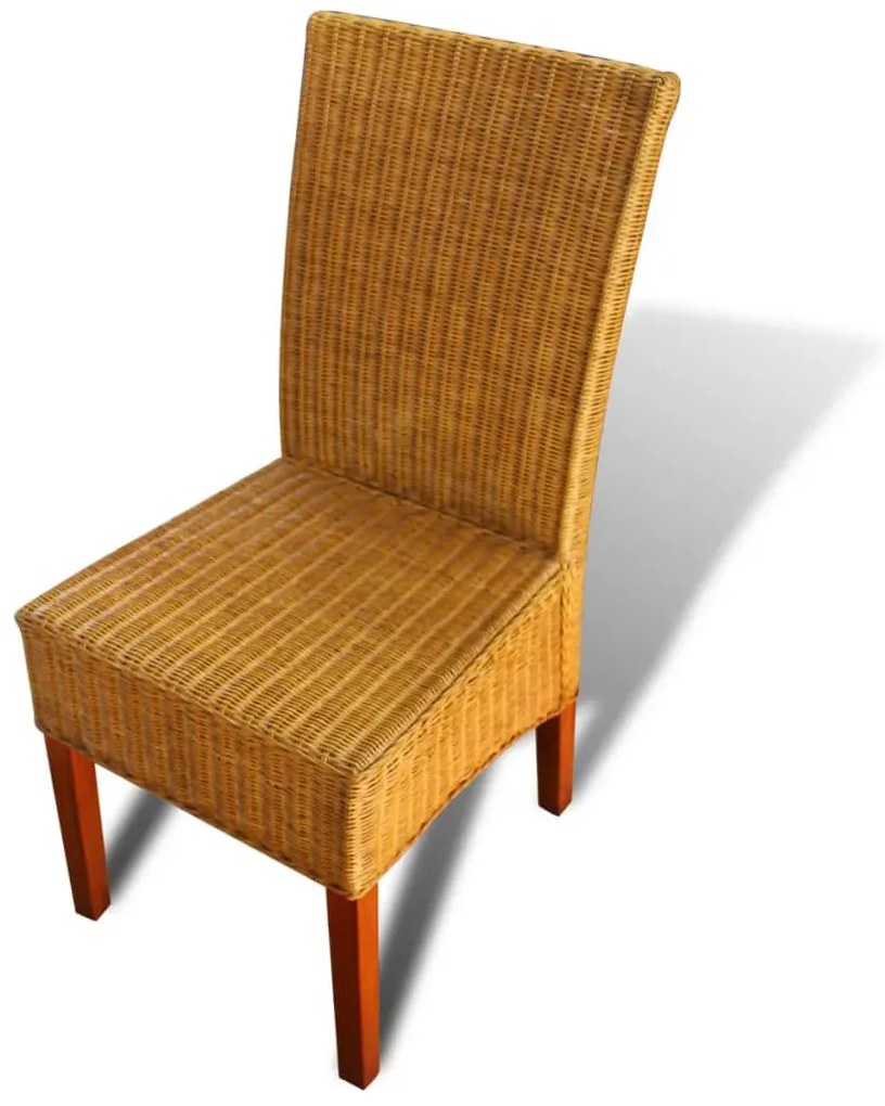 6 db barna természetes rattan étkezőszék