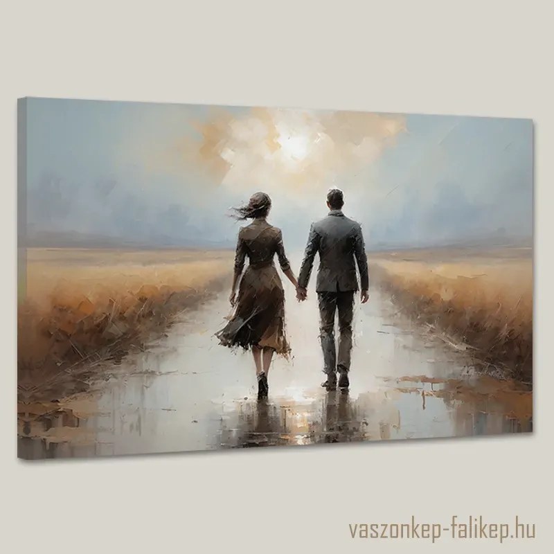 Séta eső után falikép – Romantikus prémium vászonkép 60x40 cm