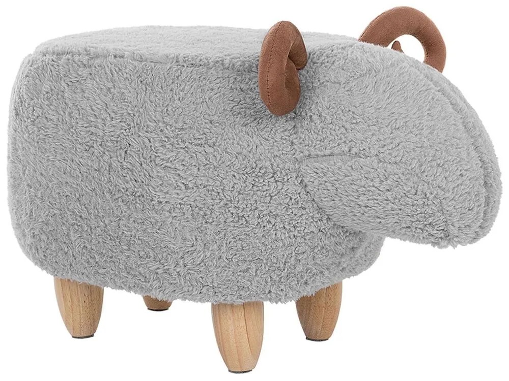Szürke szövet állatos puff 61 x 36 cm LAMB Beliani