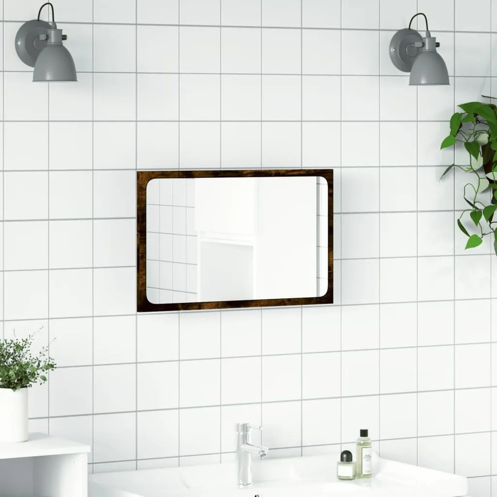 sonoma tölgy szerelt fa LED-es fürdőszobatükör 60 x 8,5 x 38 cm