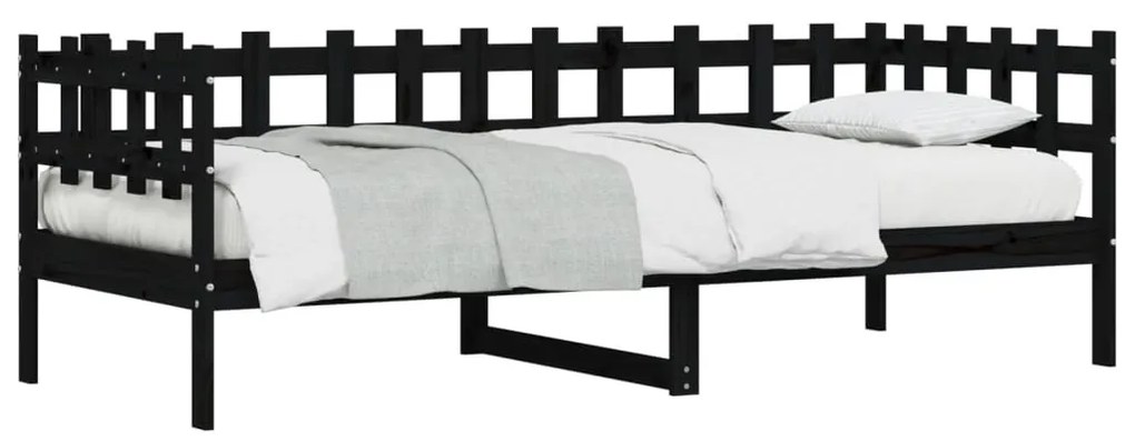 fekete tömör fenyőfa kanapéágy 80 x 200 cm