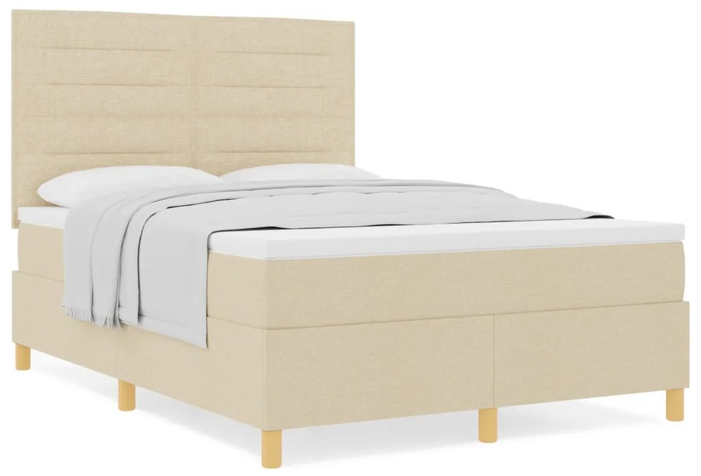 Box Spring Ágy Matraccal Krém 140x200 cm Szövet