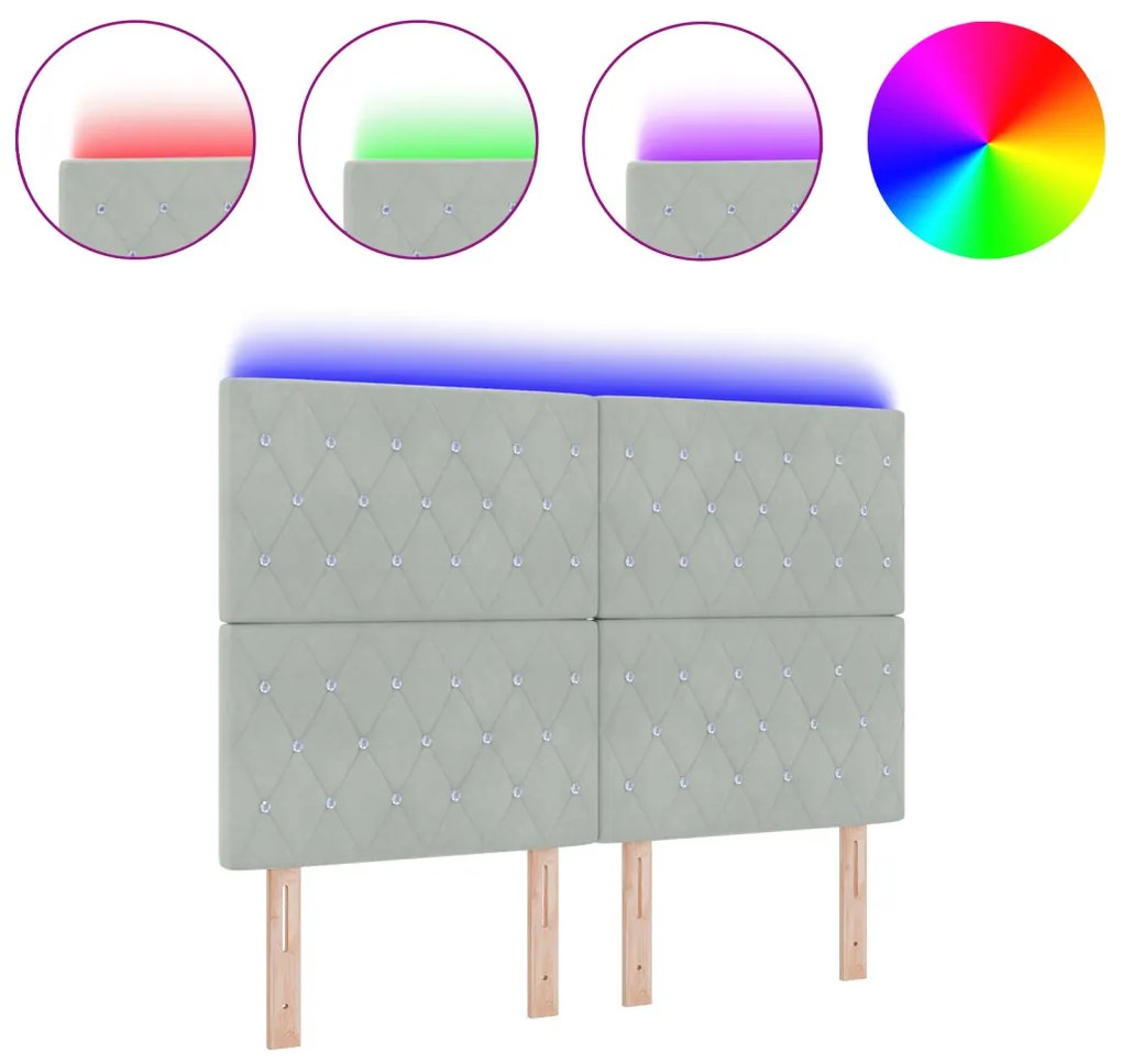 LED Fejtámla Világosszürke 72 cm Bársony