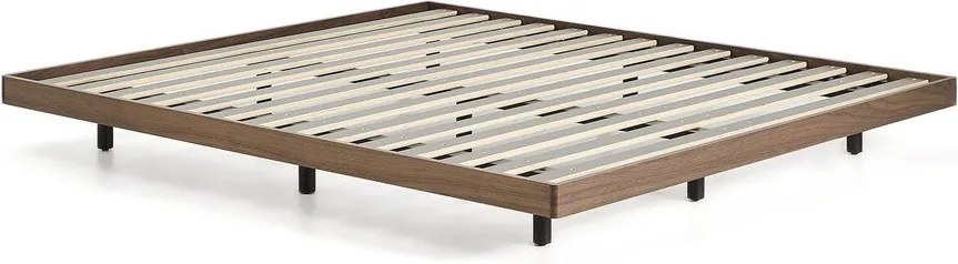 Barna nyírfa franciaágy ágytámla nélkül, ágyráccsal 160x200 cm Norlen – Kave Home