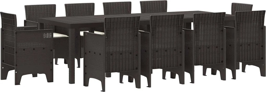 vidaXL Kert étkező szett 11 pcs Barna Polipropilén