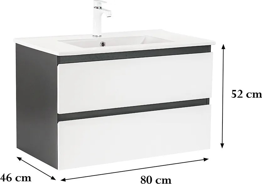 Vario Forte 80 alsó szekrény mosdóval antracit-fehér