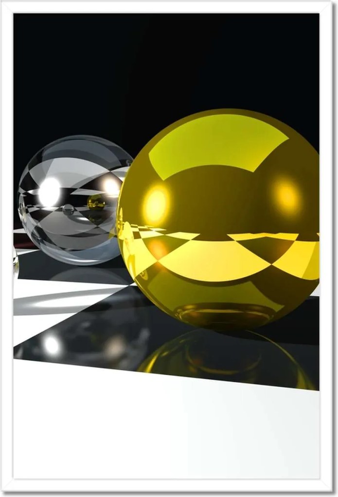 Poszterek keretben 40x60 Sárga gömb a sakktáblán