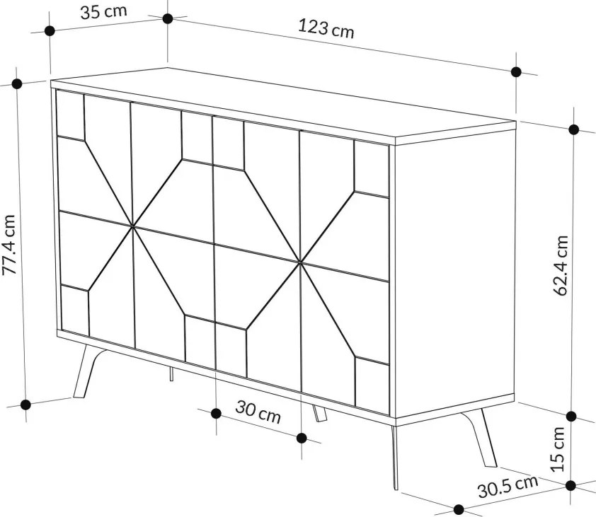 Dune komód, antracit, 123 cm