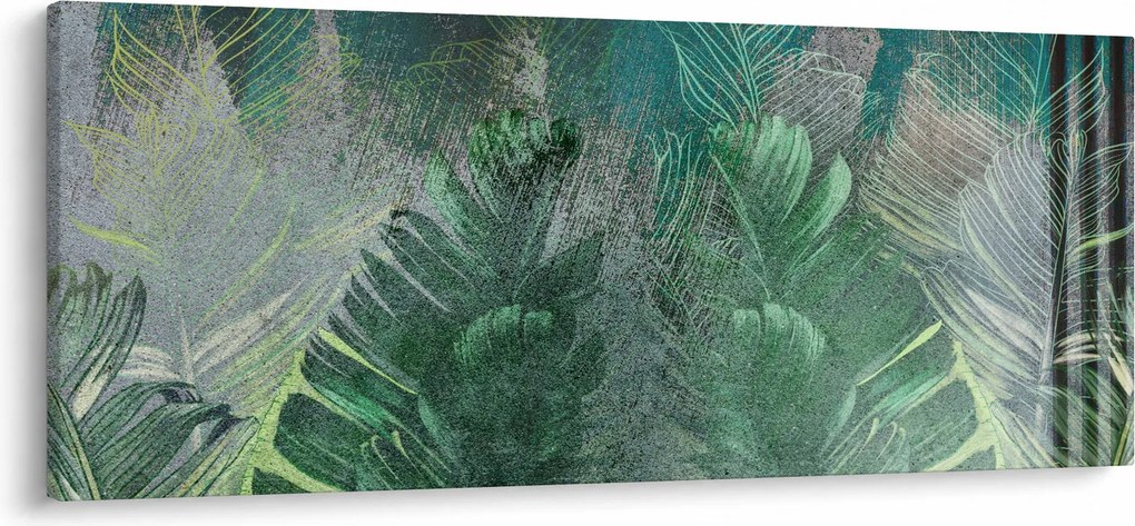 Kép - Beton textúra levelekkel (120x50 cm)