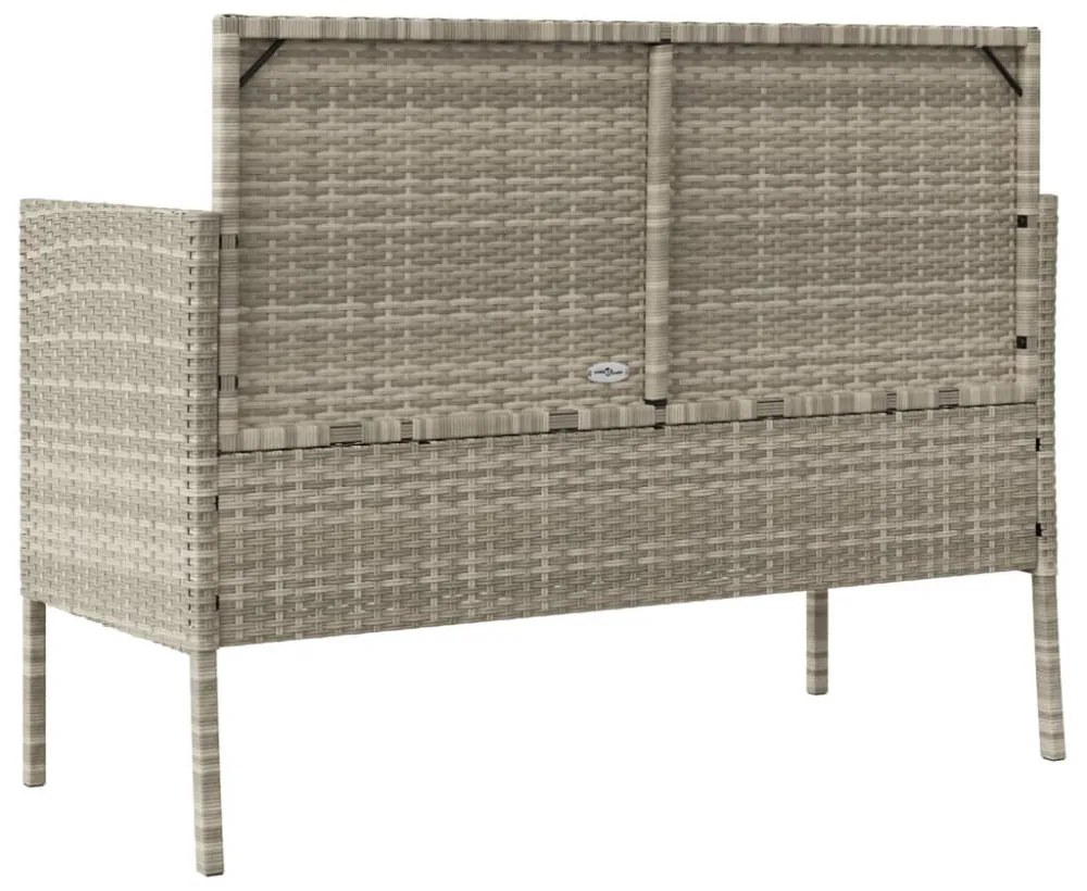világosszürke polyrattan kerti pad párnákkal