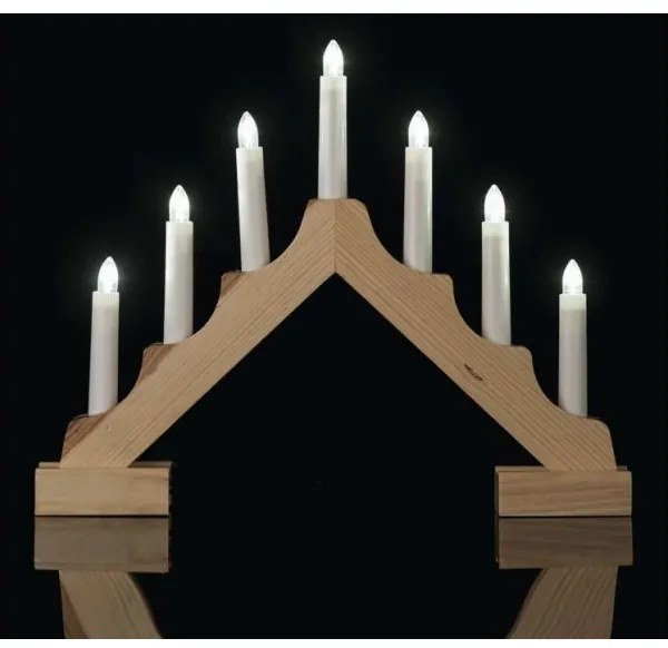 LED Karácsonyi gyertyatartó 7xLED/2xAA bézs
