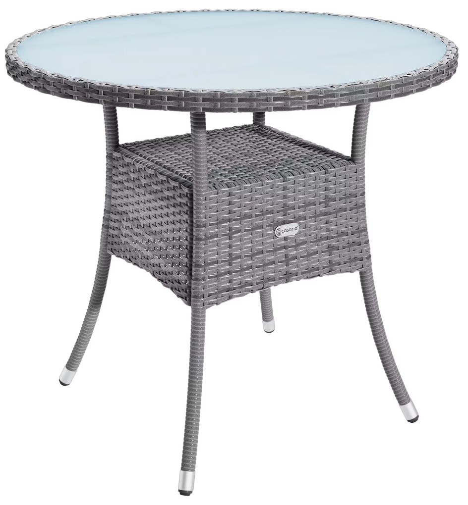 Casaria® Rattan asztal Ø60 cm - szürke