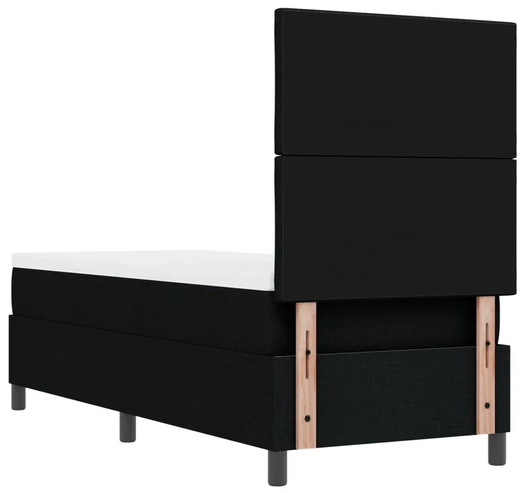 Rugós ágy matraccal és LED világítással, fekete, 80 x 200 cm, szövet