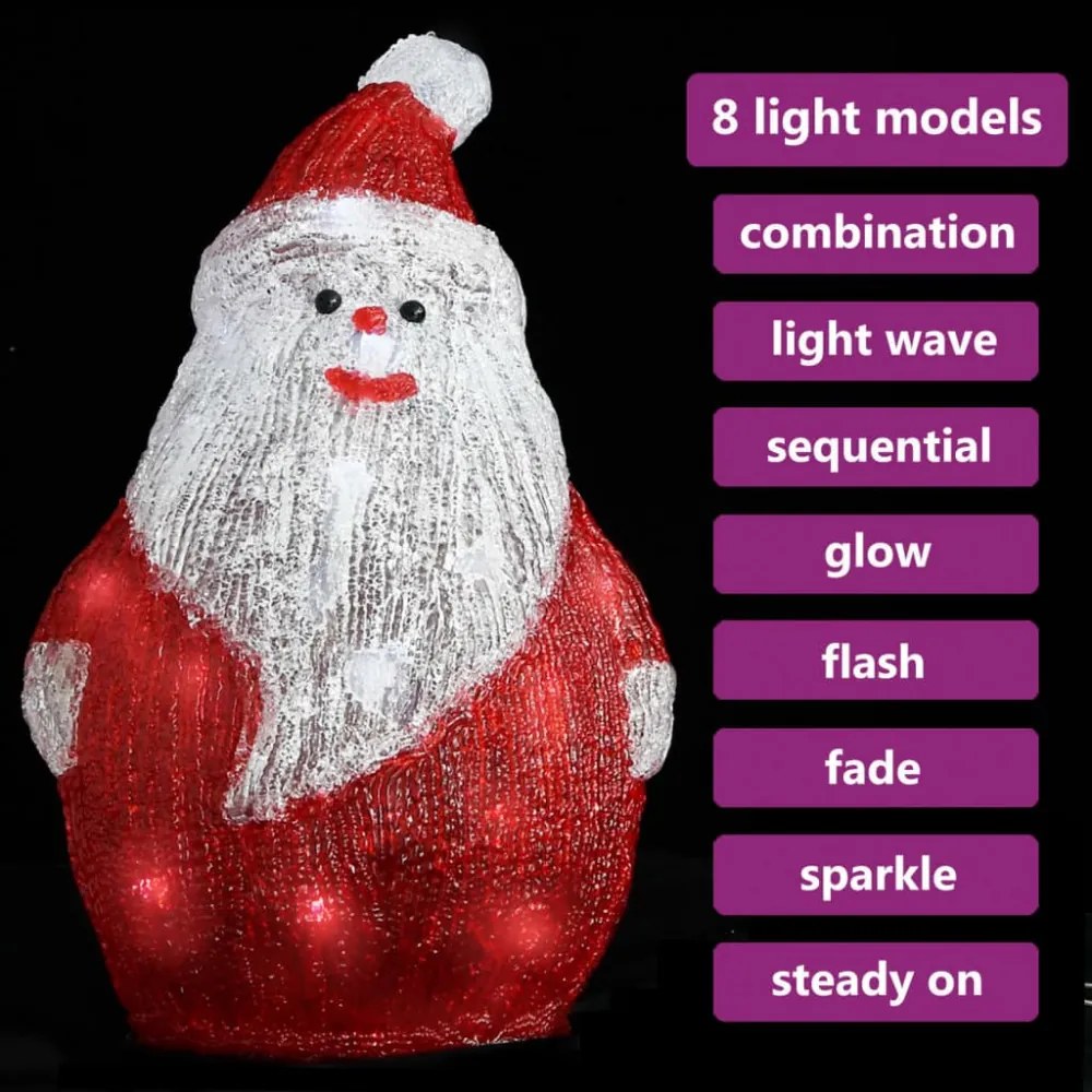LED-es akril karácsonyi mikulásfigura bel- és és kültérre 28 cm
