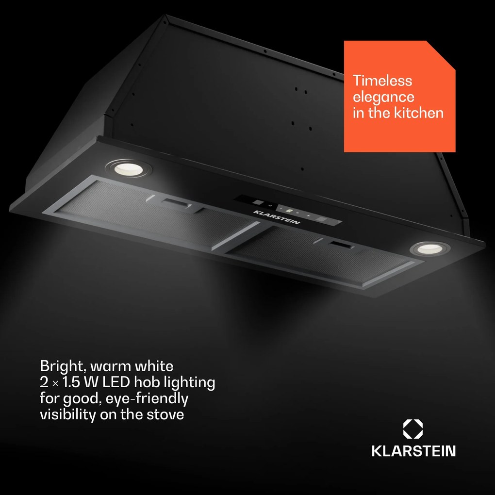 Klarstein Paolo 72 beépíthető páraelszívó 72 cm 520 m³/h LED Touch A++