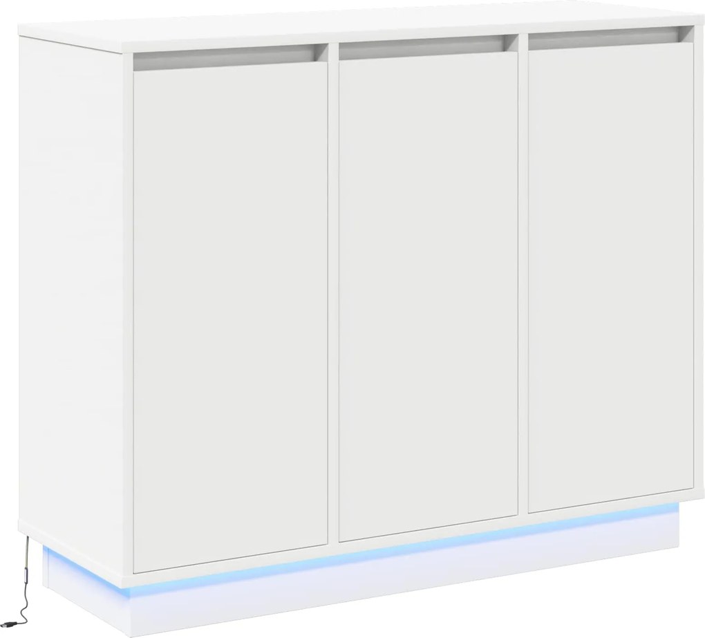 vidaXL LED tálaló LED -es lámpákkal Fehér 90 x 32 x 75 cm Faanyag
