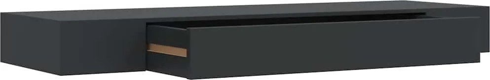 vidaXL fekete lebegő fali polc fiókkal 80 x 25 x 8 cm