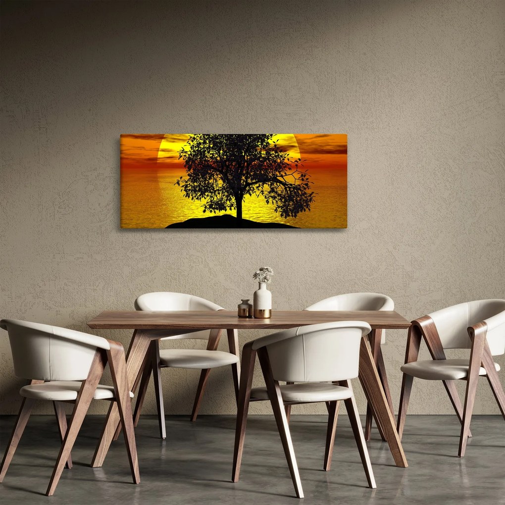 Egy fa sziluettjének képe (120x50 cm)
