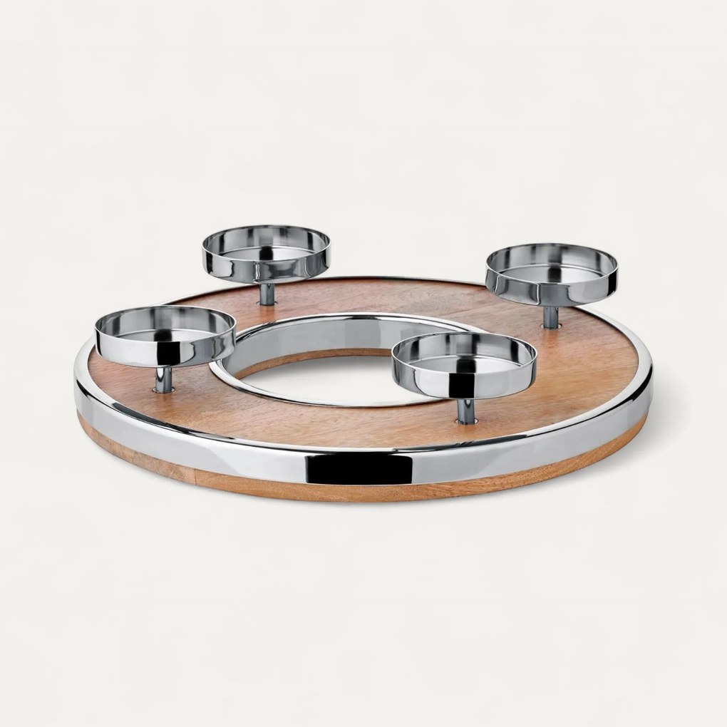 Adventi koszorú Jale (Ø 36 cm), mangófa, rozsdamentes acél szegéllyel - EDZARD