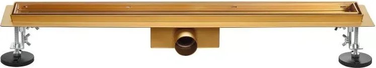 AREZZO design 2in1 800 mm-es rozsdamentes acél folyóka, szálcsiszolt arany