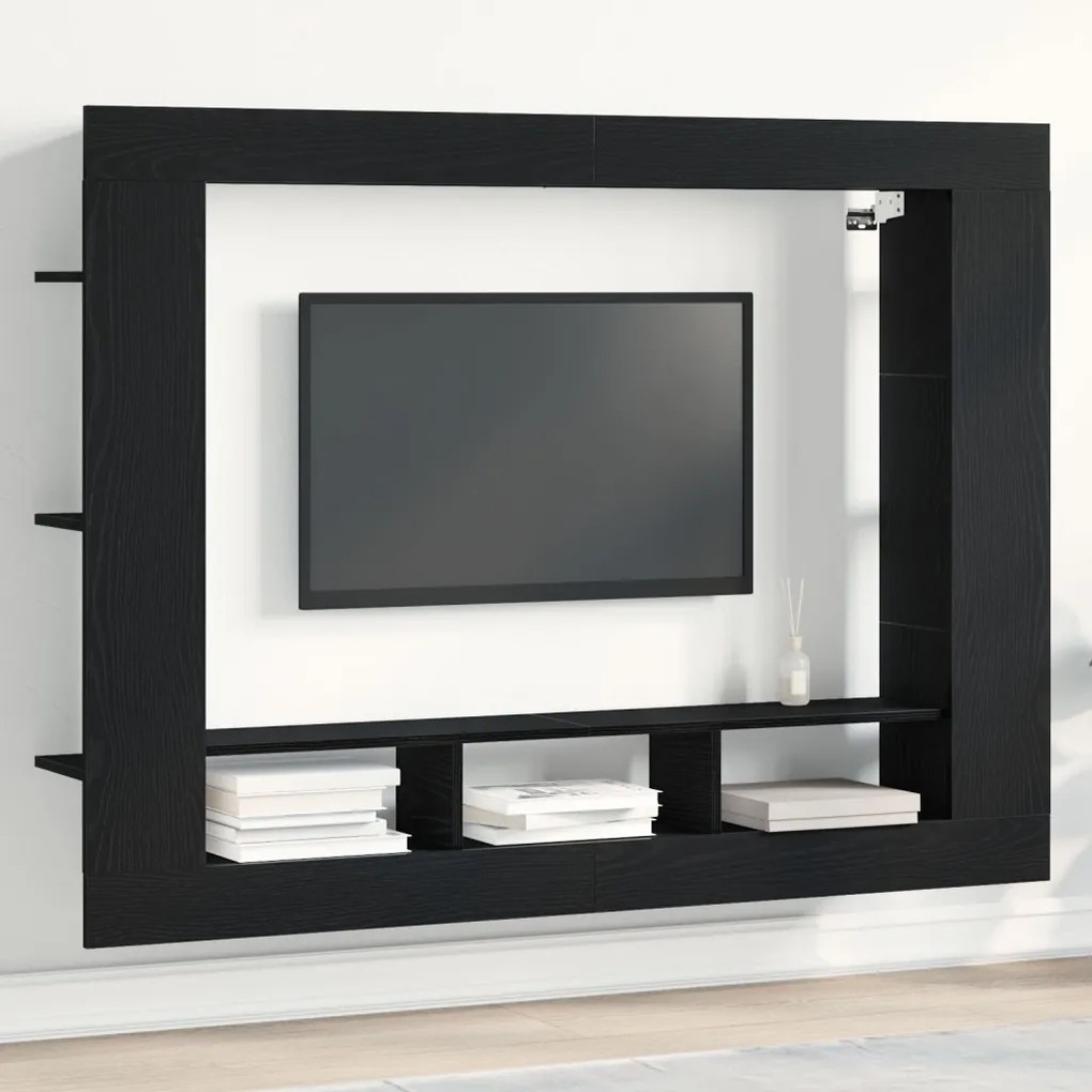 Fali TV állvány Fekete tölgy 152x22x113 cm