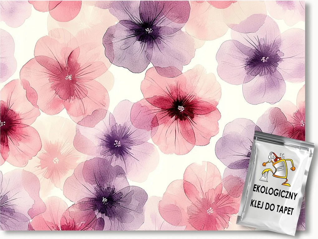 Fotótapéta Flizelina Akvarell Grafika Virágok Rózsa Lila 350x250 ragasztó