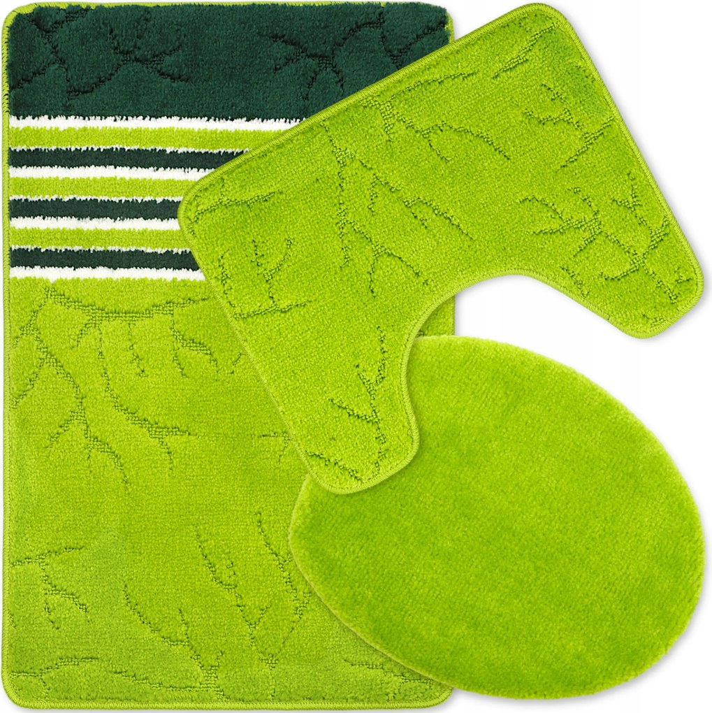 Fürdőszobaszőnyeg Csúszásgátló Szett 3 Db 50X80 Nagy Zöld 3D Szőnyeg
