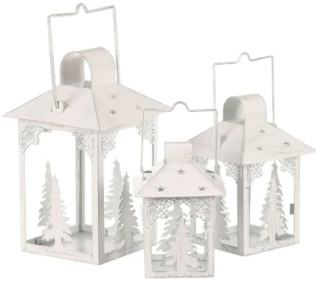 Fém lámpás szett Fák 3 db, fehér