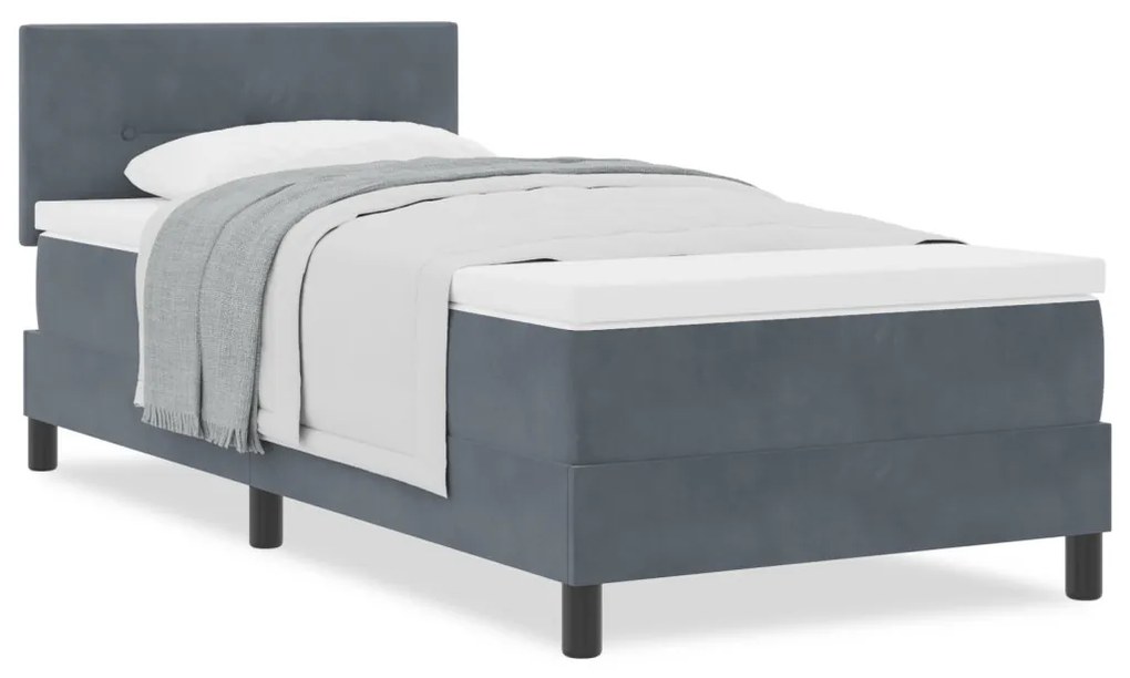 Boxspring Ágy Matraccal Sötétszürke 90x200 cm Bársonyos