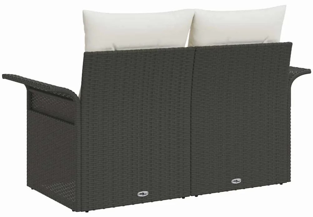 Kerti kanapé párnával Fekete 141 x 62 x 69 cm polirattan