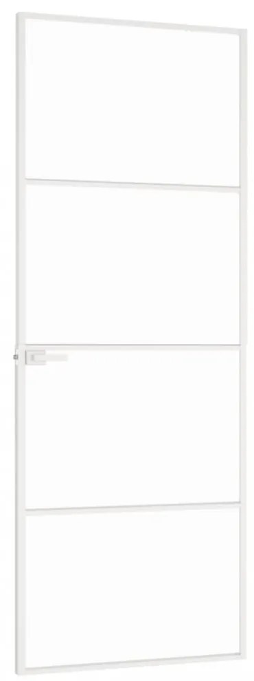 fehér edzett üveg és alumínium vékony beltéri ajtó 76x201,5 cm