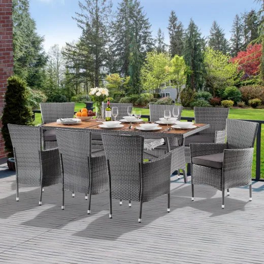 Casaria® Rattan asztal Takeo 190x90x75cm - akác