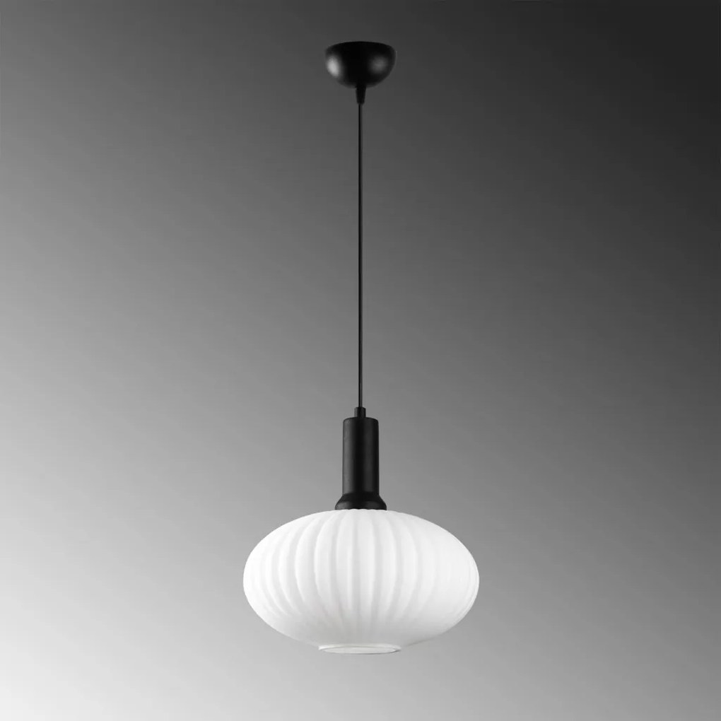 Asker 15182 fekete fém-üveg függőlámpa, Ø30 cm