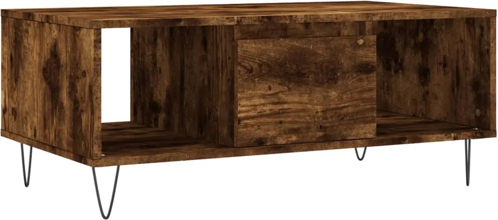 vidaXL füstös tölgy színű fatermék dohányzóasztal 90x50x36,5 cm