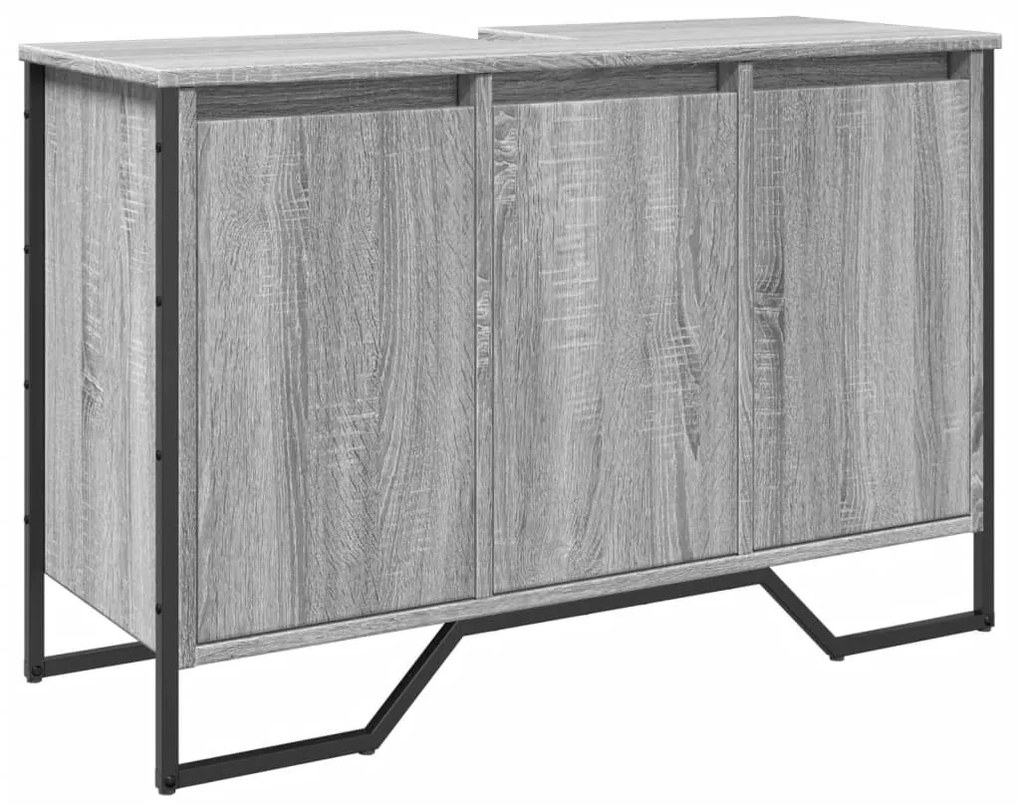 Szürke sonoma szerelt fa fürdőszobai mosdószekrény 91x35x60 cm