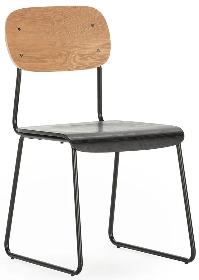 Fekete-natúr színű étkezőszék szett kőrisfa dekorral, 2 db-os Aira – Marckeric