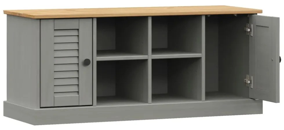 VIGO szürke tömör fenyőfa cipőtároló pad 106 x 35 x 45 cm