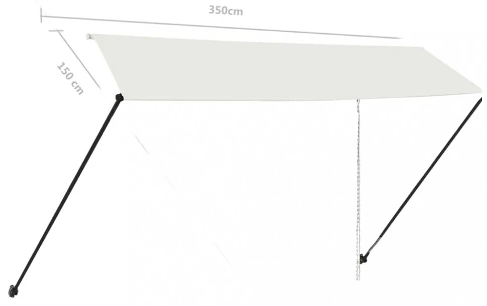 feltekerhető krémszínű napellenző LED-del 350 x 150 cm