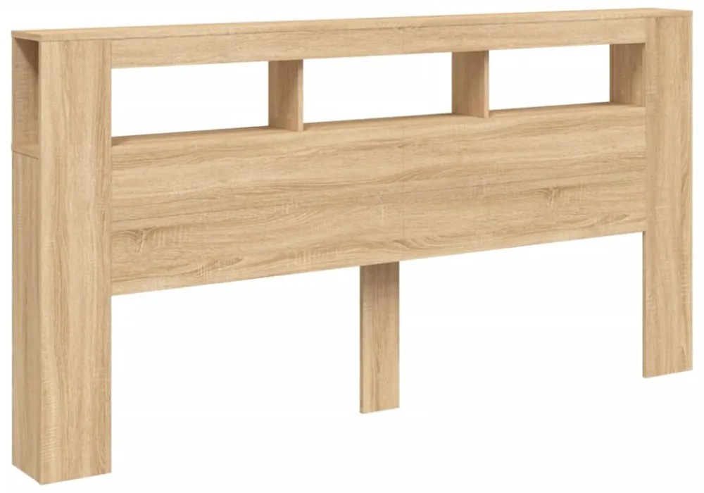 sonoma tölgy színű szerelt fa LED-es fejtámla 200x18,5x103,5 cm