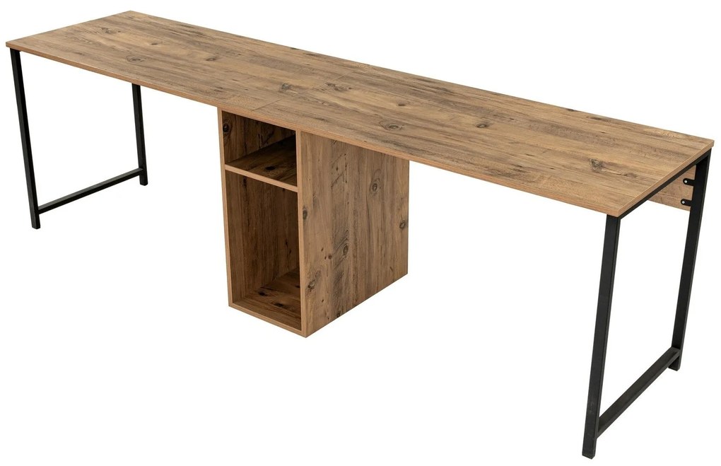 Íróasztal Twin Study Desk - Atlantic Pine, Fekete