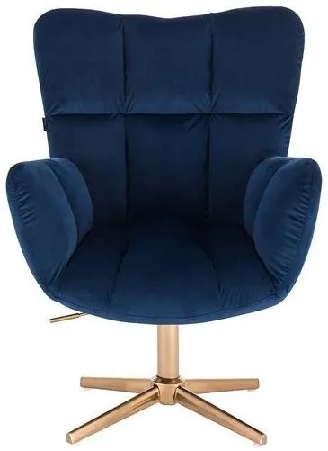 HR650CROSS Tengerkék modern velúr szék arany lábbal
