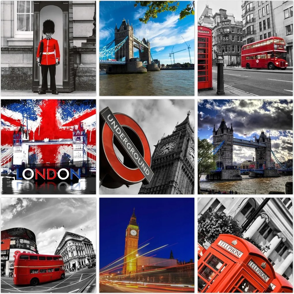 Poszter szett 9x 30x30 Mix London Anglia