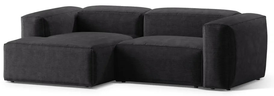 Sötétszürke kordbársony sarokkanapé (bal oldali-heverő résszel) Bergano – Cosmopolitan Design