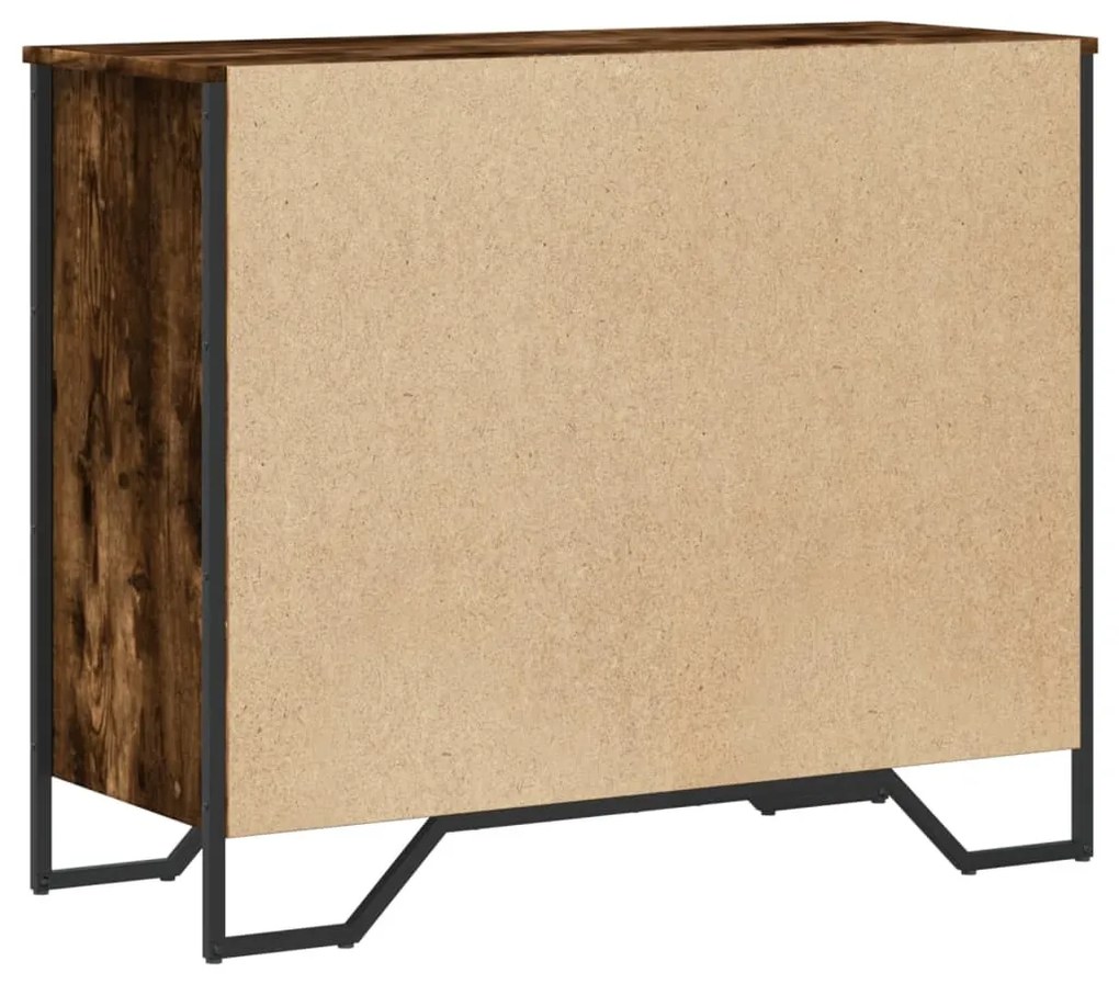 füstös tölgy színű szerelt fa komód 91 x 35,5 x 74,5 cm
